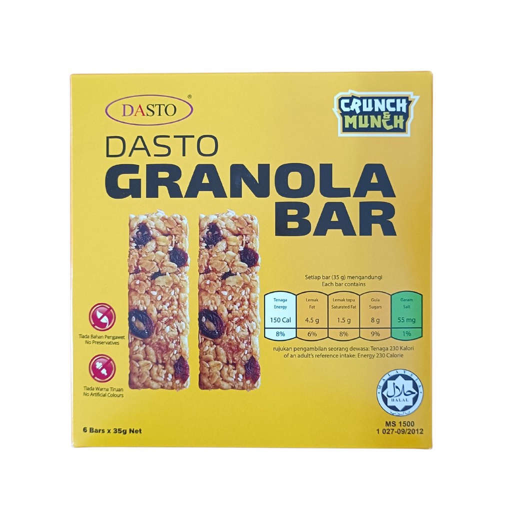 Dasto Granola Bar Crunch and Munch by Dr Aishah Solution (35g x 6 Bars)