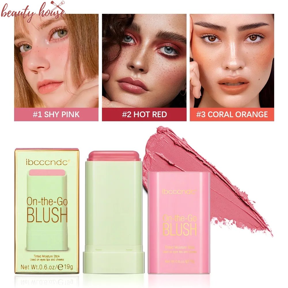 3 in 1 Eyes Cheek and Lip Tint Makeup Stick / Waterproof Moistured Rouge Blush Cosmetics / Natural Naked Matte Blush Cream / Long Lasting Tinted Lipstick Cream for Women/