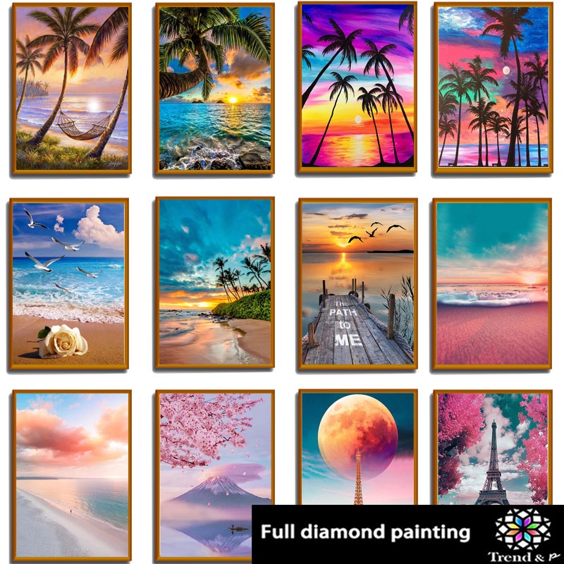 [Trand&P】 DIY Diamond Painting Set animal flower landscape Beach coconut tree Diamond Painting Full Drill 30X40CM DIY Home Decor