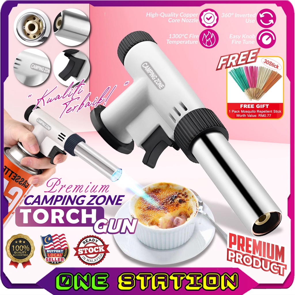 CAMPING ZONE PREMIUM Torch Gun Flame Welding Flamethrower Gas Fire Burner Outdoor Cooking Camping Equipment Pistol Gas