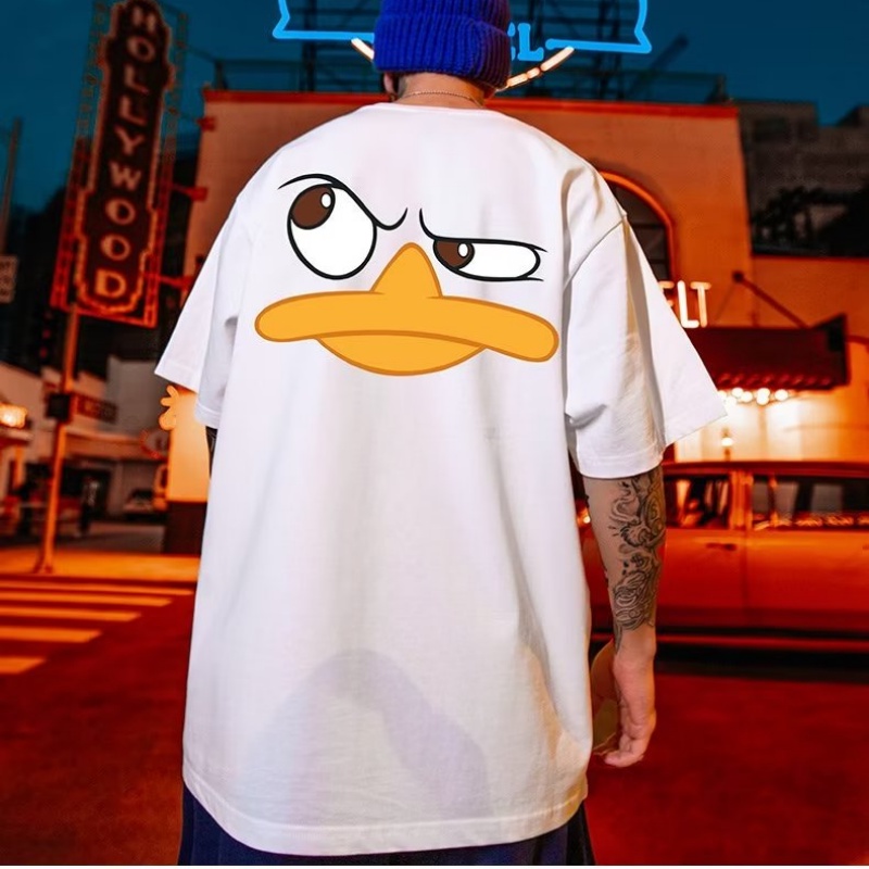 【M-8XL】street hip-hop trend Korean style men's round neck T-shirt Printed Cartoon unisex Large size Casual T-shirt