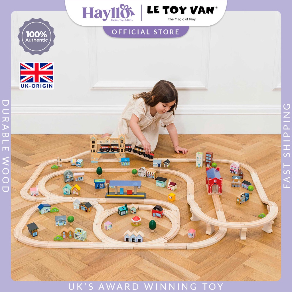 Le Toy Van London Train Set (120 Pieces) Premium Sustainable Wooden Toys Children Pretend Play For 3 Years+