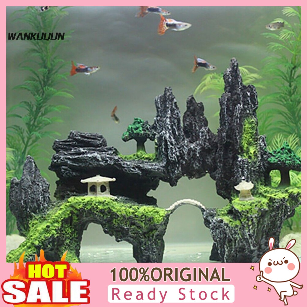 [Ready stock] Fish Tank Rockery Safe Decorative Resin Tree Bridge Mountain Rock for Home