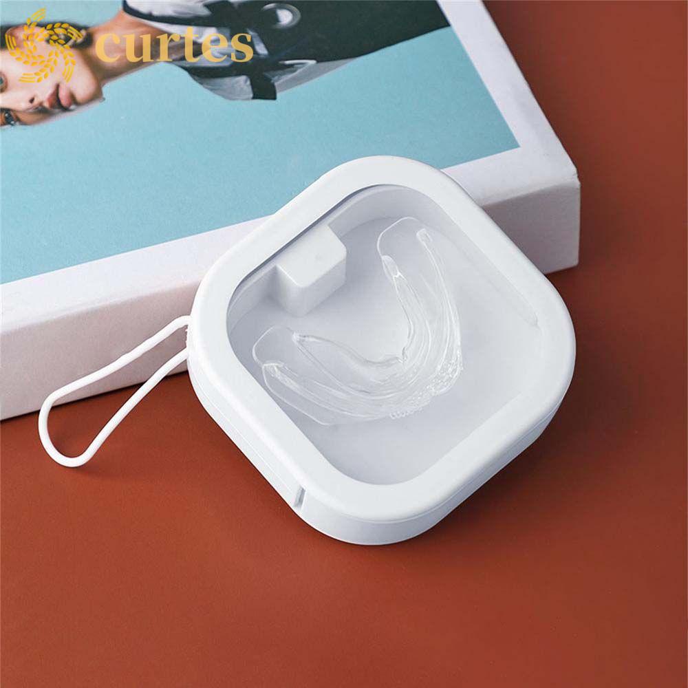 CURTES Food grade Invisible Braces Storage Box Orthodontic Dental Retainer Denture Storage Case False Teeth Holder Portable ABS Oral Care Accessories Dental Braces Case For Tooth Care False Teeth Cleaning Box Teeth Retainer Container/Multicolor