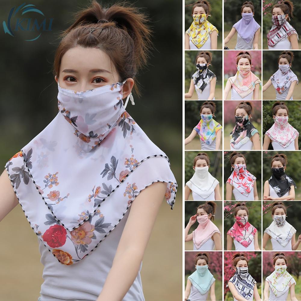 KIMI-Comfortable and Soft Sun Protection Neck Scarf Shawl Veil Anti UV Cycling Face Cover for Women