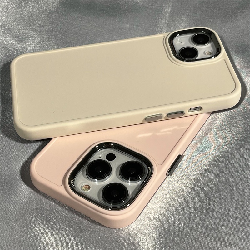 Square Edge Silicone Phone Case Compatible for IPhone 16 15 14 13 12 11 Pro Max XS X XR 8 + 7 Plus Soft Casing Shockproof Metal Buttons Cover Cell Precticer