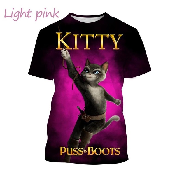 Best-selling Puss in Boots 3D Printed T-shirt Comedy Animation Movie Creative T-shirt Men and Women Harajuku Style Casual Short-sleeved