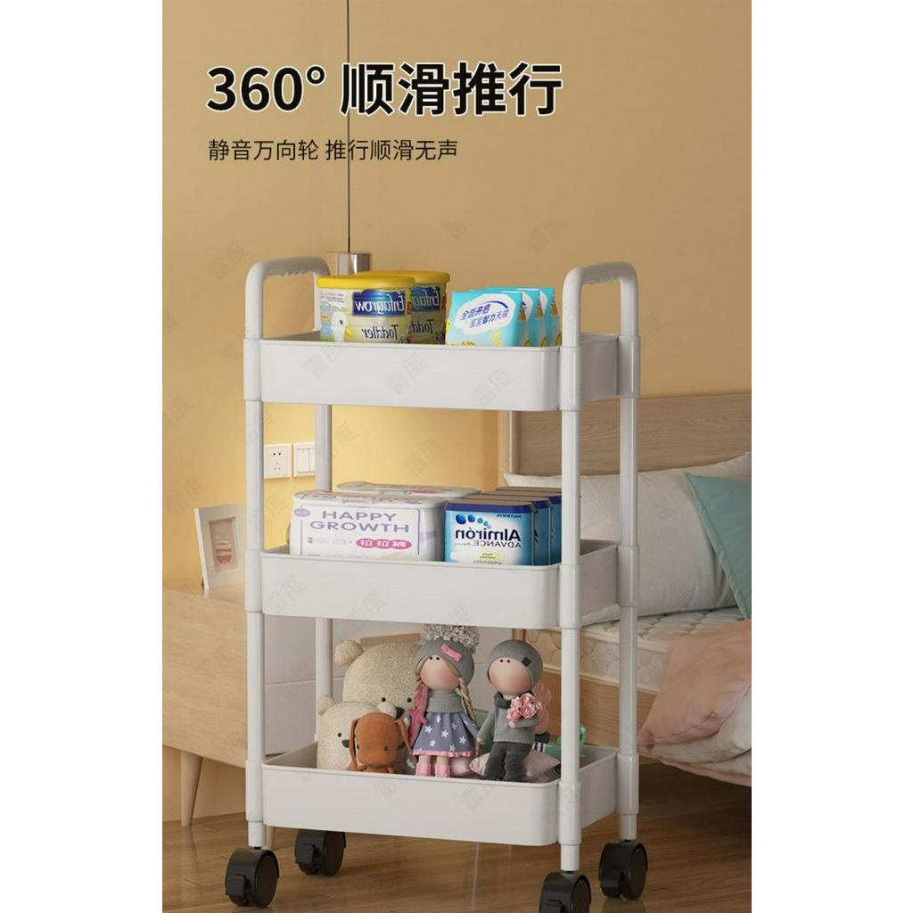 Public 3 Tier Storage Rack Bookshelf Small Trolley Movable Multi-Layer Snack Storage Shelf Rack With Wheels