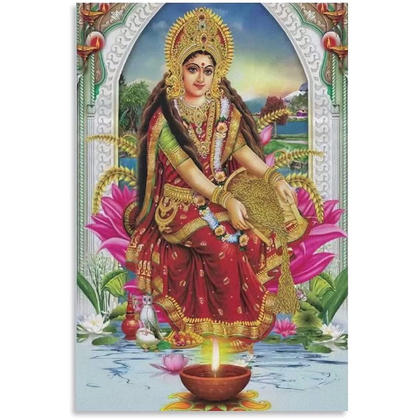 Hindu Goddess Lakshmi Mythology Religious Art Room Decoration Poster Canvas Poster Bedroom Decor Sports Landscape Office Room Decor Gift ×inch×cm