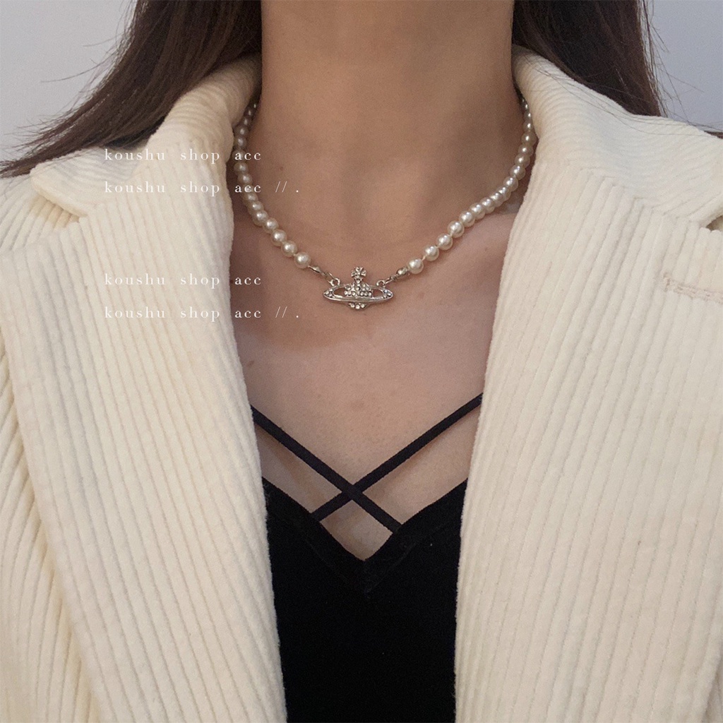 Saturn Bracelet Silver Queen Mother's Collar Chain VIVIENNE Female Vivian Personality Pearl Necklace