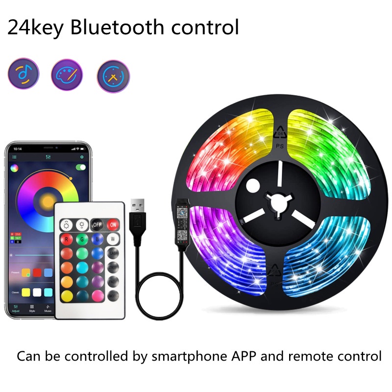 Multi Reliable RGB 5050 Led Strip Light Bluetooth App 5V USB Tape Flexible Ribbon Diode TV Backlight Gaming Room Deco... - Image 3