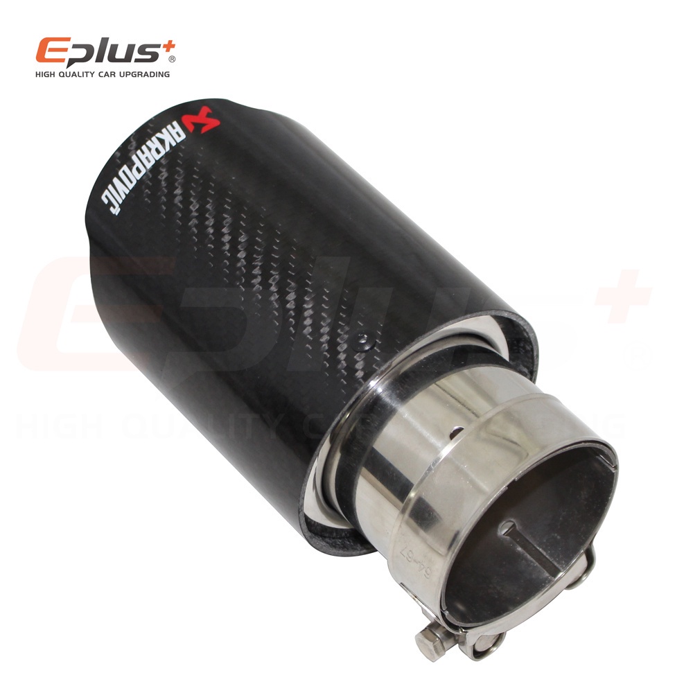 Versatile Premium Akrapovic Car Glossy Carbon Fibre Muffler Exhaust System Pipe Tip Straight Universal Blue Stainless... - Image 5