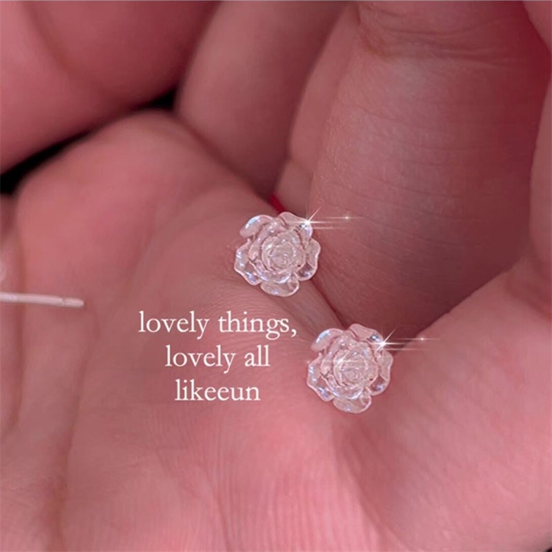 Camellia Stud Earrings 925 Silver Needle Sweet Rose Mini Earrings