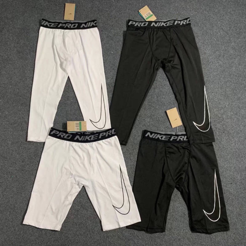 Tight Pants Men's Basketball Fitness Track and Field Fifth Pants High Elastic Quick-Drying Sports Shorts Training Running Base Cropped Pants compression tights sports pants men