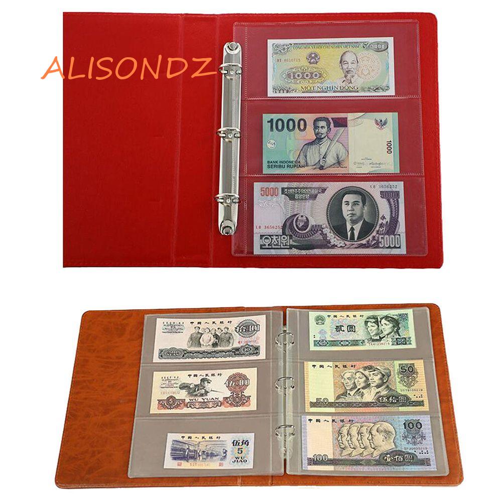 ALISONDZ 180x80mm Album leaflet Leaf Sheet Currency Banknote Collecting Paper Money Album Detachable Collectors PVC Album Accessory Bills Holder Money Storage 3 holes leaflet /Multicolor