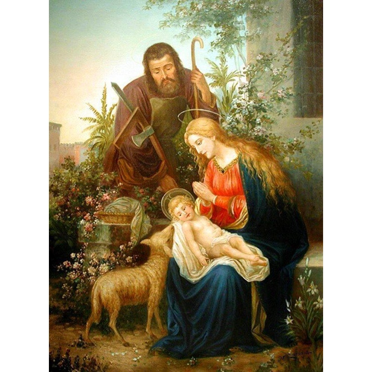 Holy Family Portrait Poster a Print Virgin Mary St Joseph Picture Image Blessed Mother and Child Nativity Scene Holy Mary Painting Catholic Posters Pr