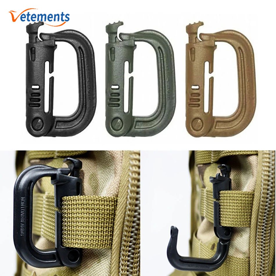 Survival Carabiner D-Ring Key Chain Clip/ Camping Rescue Gear Hook/ DIY Outdoor Camping Small Carabiner Buckle