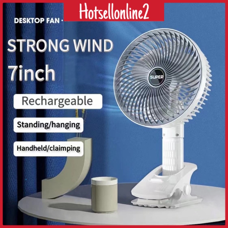 HOT_ Kipas Mini Portable Fan Table Fan Desktop Fan Handheld fan Clip fan Hanging fan Rechargeable Strong Wind