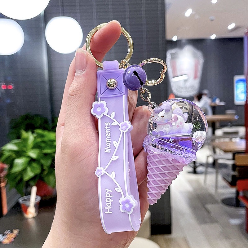 Multi Versatile Collection Pendant Toys Children Decoration Cute Ice Cream Cone Keychain Girls Gifts Glitter Sequins ... - Image 5