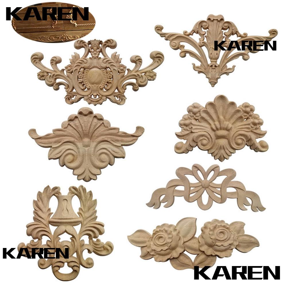 KAREN1 1Pc Wood Carved High Quality Furniture Parts Wall Door Corner Appliques Frame