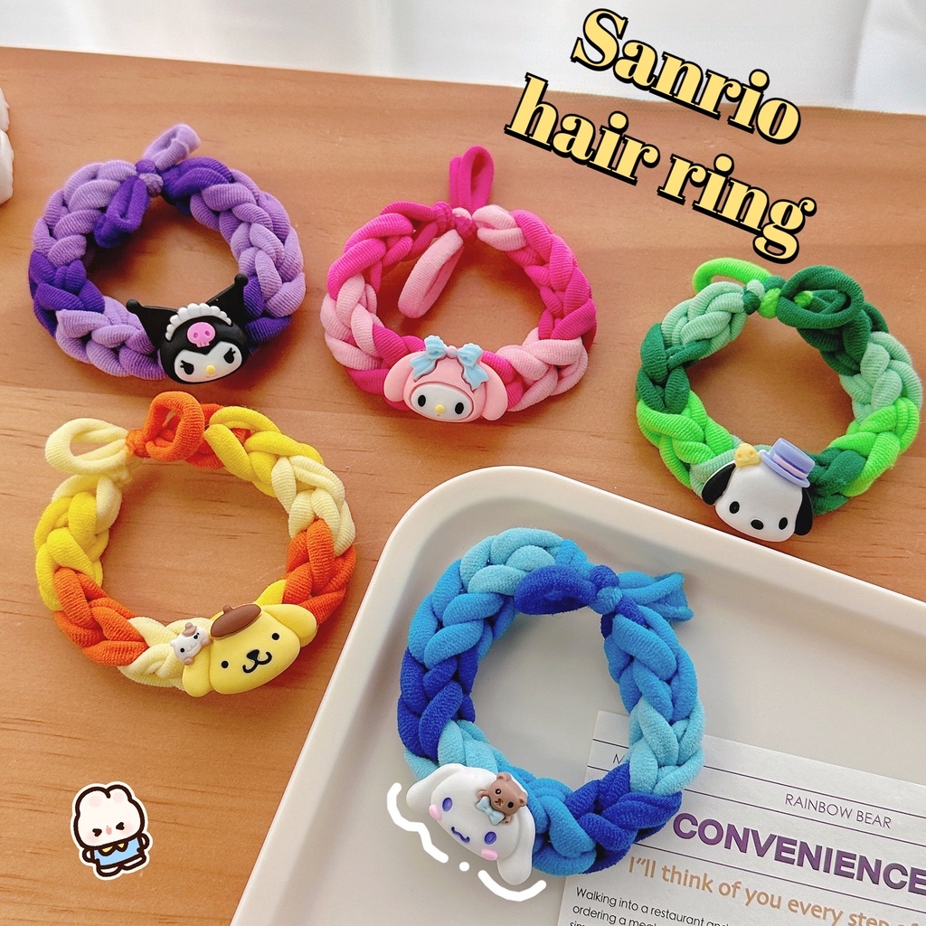 Sanrio Kulomi Melody Cinnamon Dog Bracelet DIY Handmade Gift Woven Leather Band Hair Cord Boyfriend and Girlfriend Couple Bracelet Hair Band