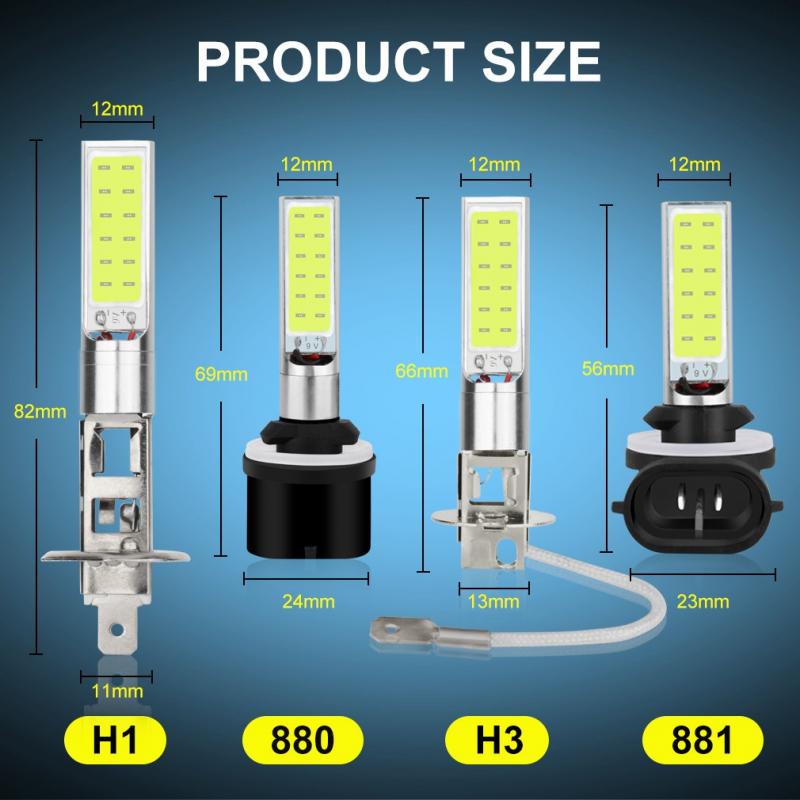 Have Durable 1Pc H1 H3 H27 880 881 Cob Led Bulb 10W Car Fog Light Super Bright 6000K White Quality Premium - Image 2