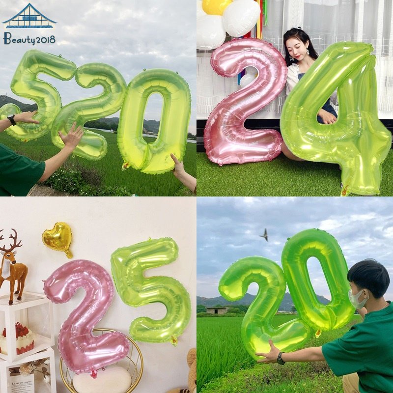 32Inch Ins Happy Birthday Digital Ball Aluminum Foil Balloon Party Decoration