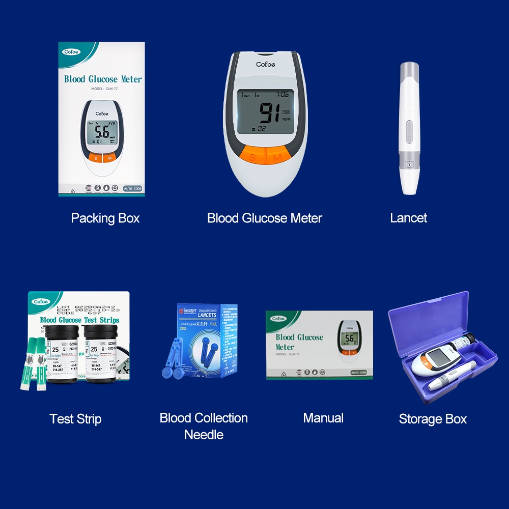 Premium Reliable GLM-77 Cofoe Blood Glucose Monitor Set Sugar Tester 50 Strips + Lancets Diabetes Glucometer Purpose ... - Image 5
