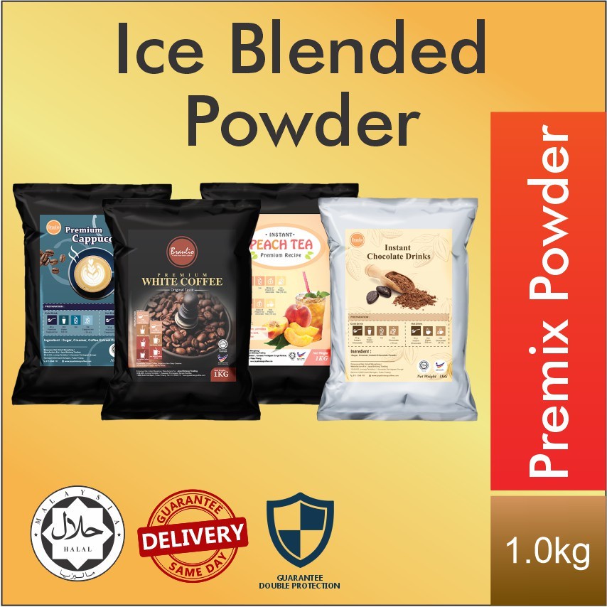 Braulio Ice Blended Chocolate White Coffee Teh Tarik Cappuccino Mocha Lemon Tea Powder 1kg