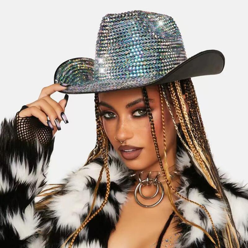 2023 Women Rhinestone Cowboy Hat Wide Brim Handmade Western Sombrero Hombre Cap