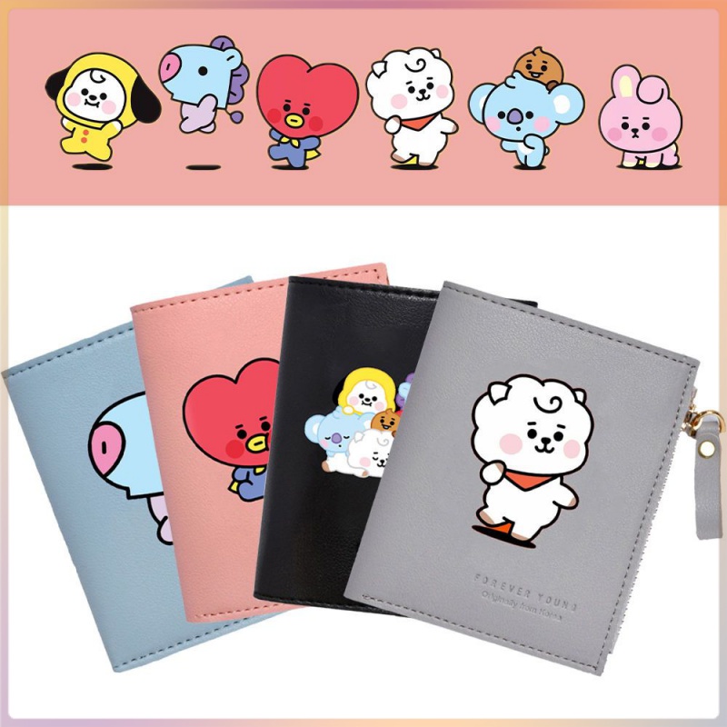 bts color short wallet bulletproof youth group wallet student fashion creative multiple card slots coin purse card bag