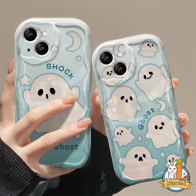 Huawei Nova 7i 11 10 9 8 7 SE Pro Nova 5T Y90 Y70 Plus P30 P40 Pro Mate 30 40 Pro Cute Little Ghost 3D Wavy Curved Edge Phone Case Shockproof Airbag Soft TPU Protection Back Cover