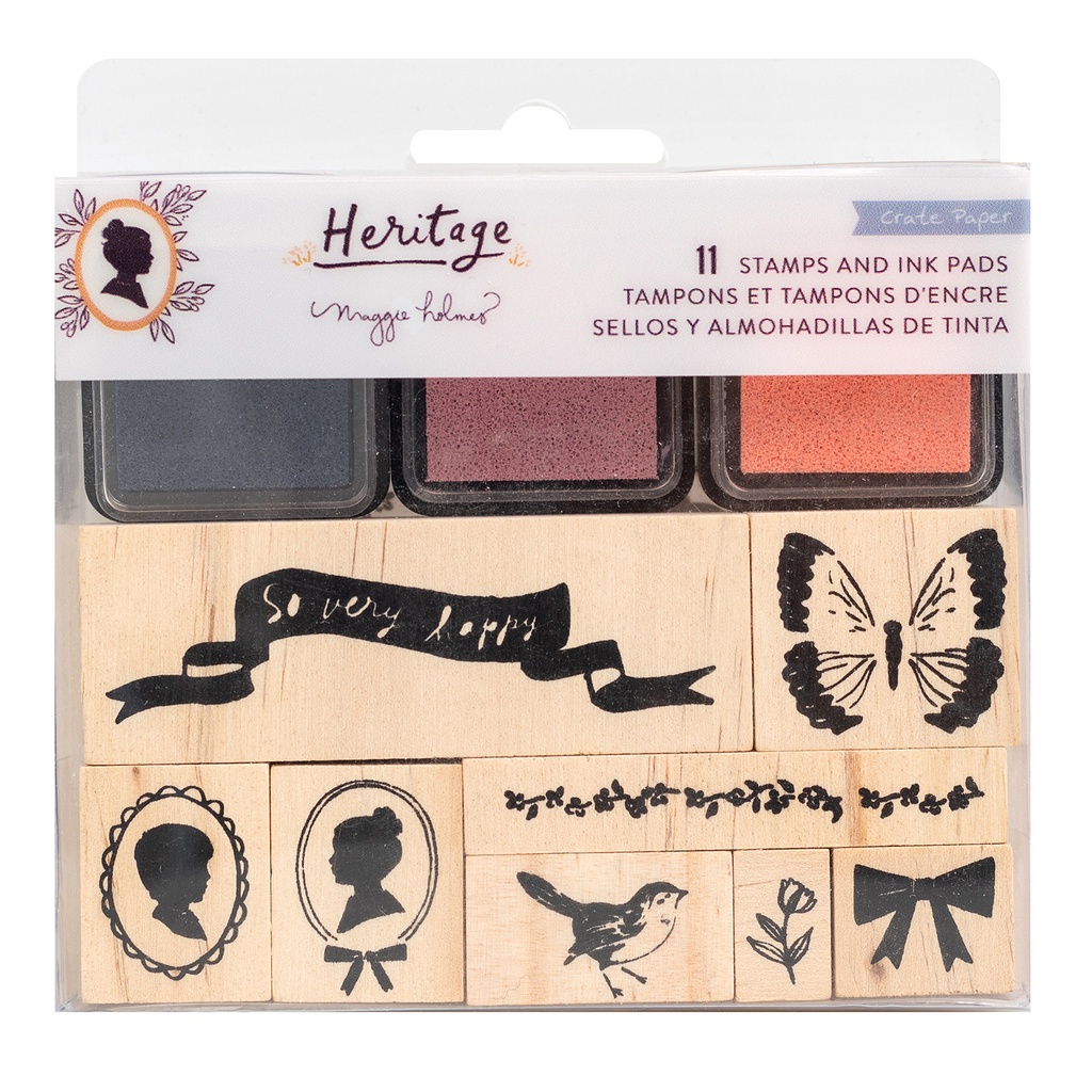 Crate Paper Maggie Holmes Heritage Designer Wooden Stamp Kit