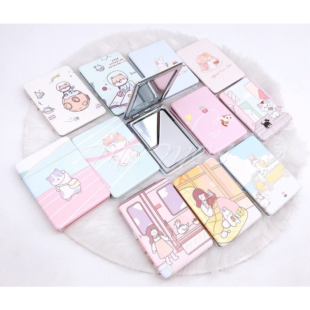 Makeup Mirror Cosmetic Compact Mirror Cute Mini Foldable Makeup Mirror Portable Travel Beauty Cosmetic Tool