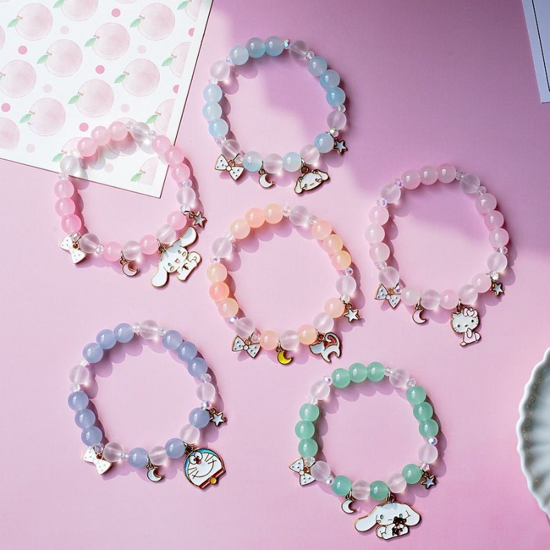 Sanrio Bracelets Cinnamoroll Crystal Bead Bracelet Kuromi My Melody Cute Kawaii Matching Bracelets for Best Friend Bracelet