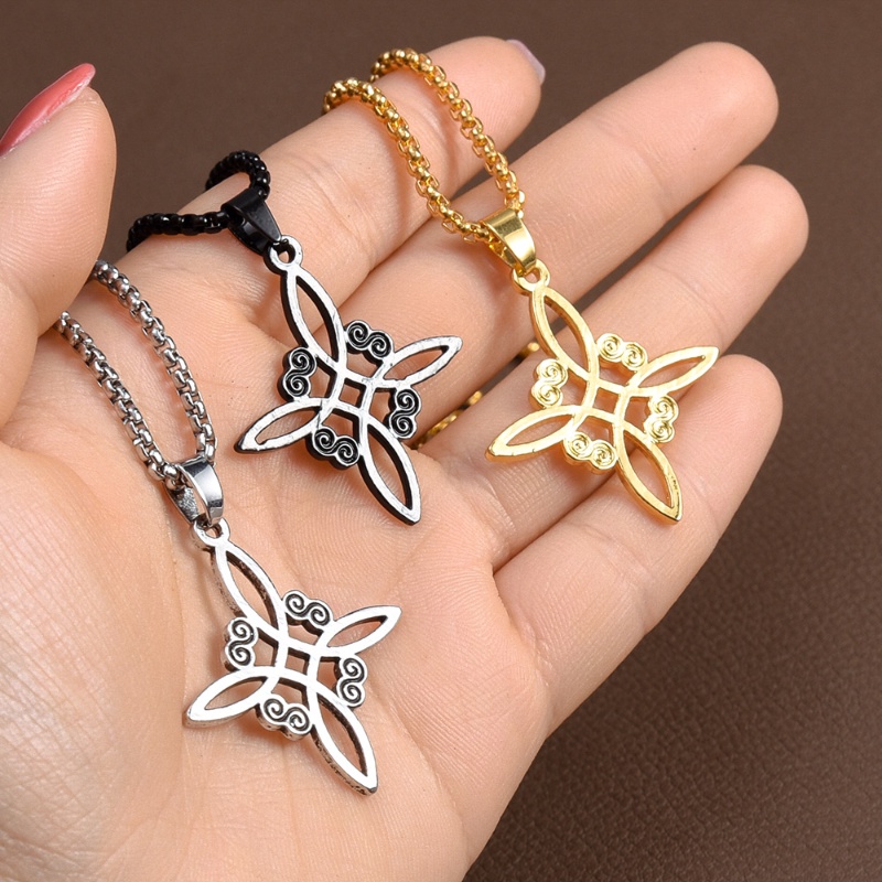 Stylish Retro Women Men Witch Knot Necklace Chic Irish Celtic Knot Amulet Necklaces Couple Hip Hop Punk Good Luck Necklace Jewelry