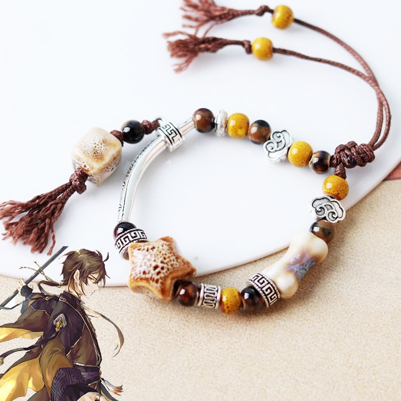 Game Genshin Impact Bracelets Zhongli Xiao Keqing Cats Eye Crystal Ceramic Beads DIY Handmade Bangles Fashion Cosplay Accessory