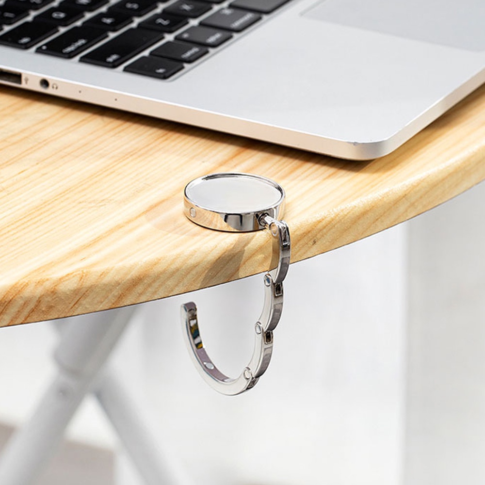 Mini Round Table Side Metal Folding Hanging Hook / Office School Desk Storage Rack / Storage Holder for Indoor Outdoor Table / Portable Space Saving Purse Handbag Bag Hook Hanger