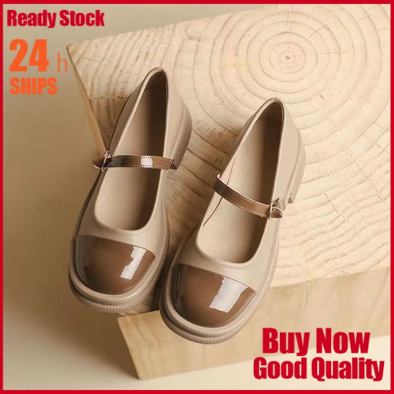 [Ready Stock] YSCA Vintage British Style Small Leather Shoes Thick-Soled Mary Jane Heightening Women's