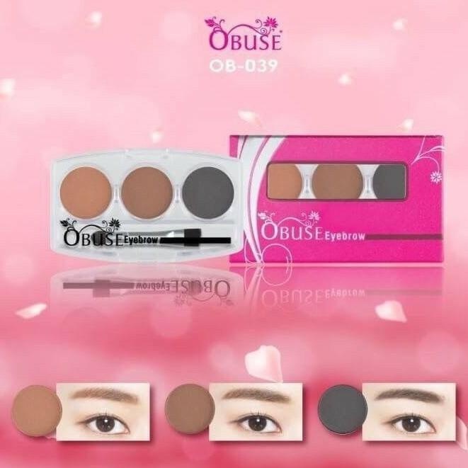 Original Thailand OBUSE Travel Size Eyebrow Kit with Application Brush - Set of 3 Colours OB-039