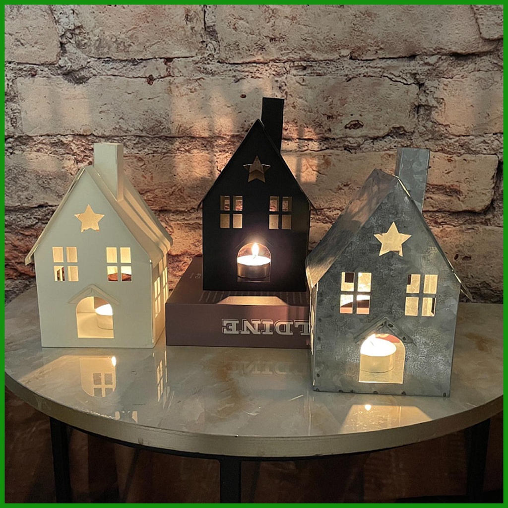 Small House Candle Holder Rustic House Candle Holder Decoration light Holder Country Farmhouse Tabletop Shelf tongmy