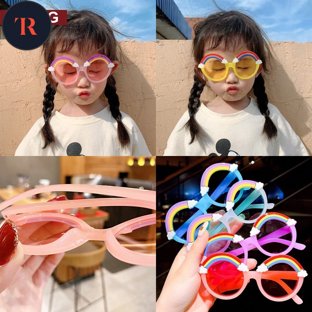 TR-Rainbow Sunshade Mirror Children Sunglasses Baby Cartoon Clouds Cute Boys and Girls Take Photos Sunglasses