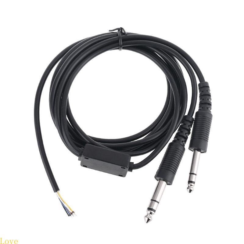 200cm DIY Aviation Headset Dual-plug Aircraft Headphones Replacement Cable Line