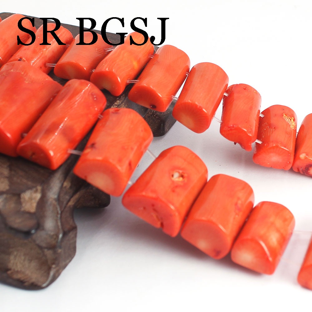 2- Hole Half Column Tube Sea Bamboo Coral Loose Jewelry Spacer Beads Strand 15"