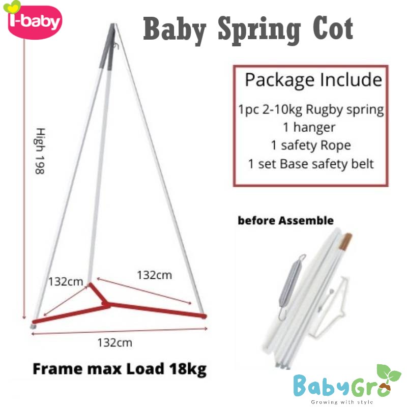 I-Baby Spring Cot Stand Baby Cradle Swing Tripod Type With Max Load 18Kg Travel Set / Rangka Besi Buaian Buai Bayi Baby