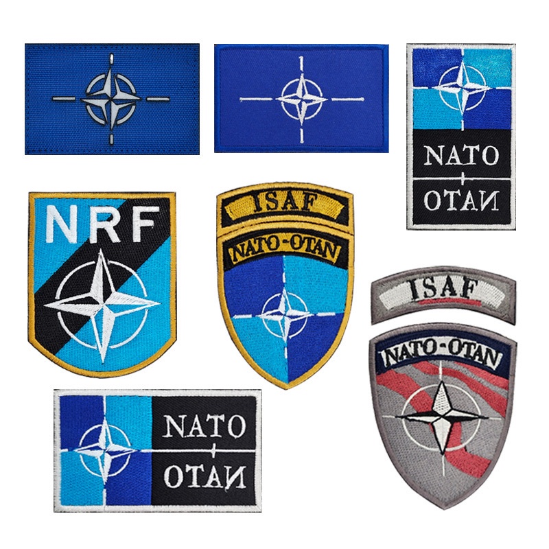 Velcro Patch nato-otan nato Flag Armband 3D Embroidery isaf Military Fan Tactical Badge Reflective Cloth Sticker