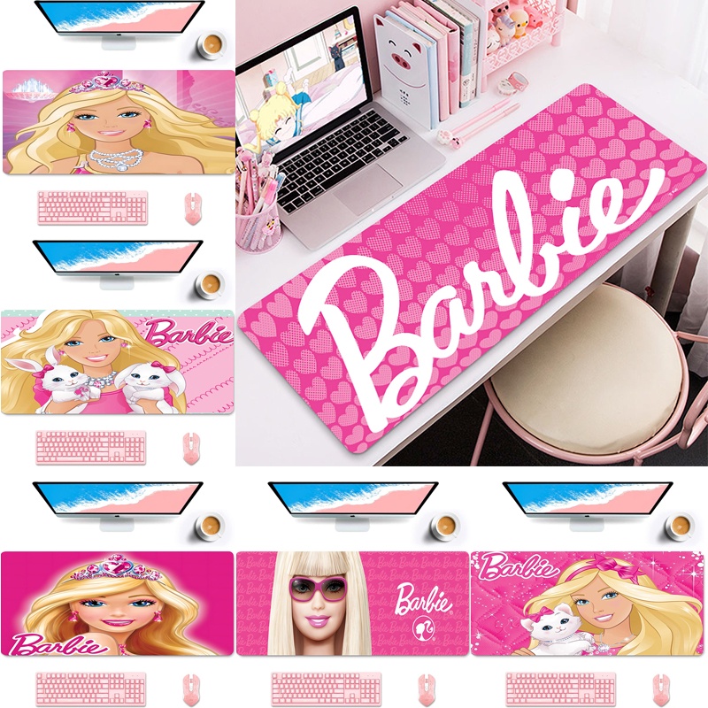 Pink Barbie Mouse Pad Disney Barbie Princess Mouse Pad Keyboard Pad Office Laptop Desk Pad Gaming Accessories PC Laptop Gaming Mouse Pad Anti-Slip Pad