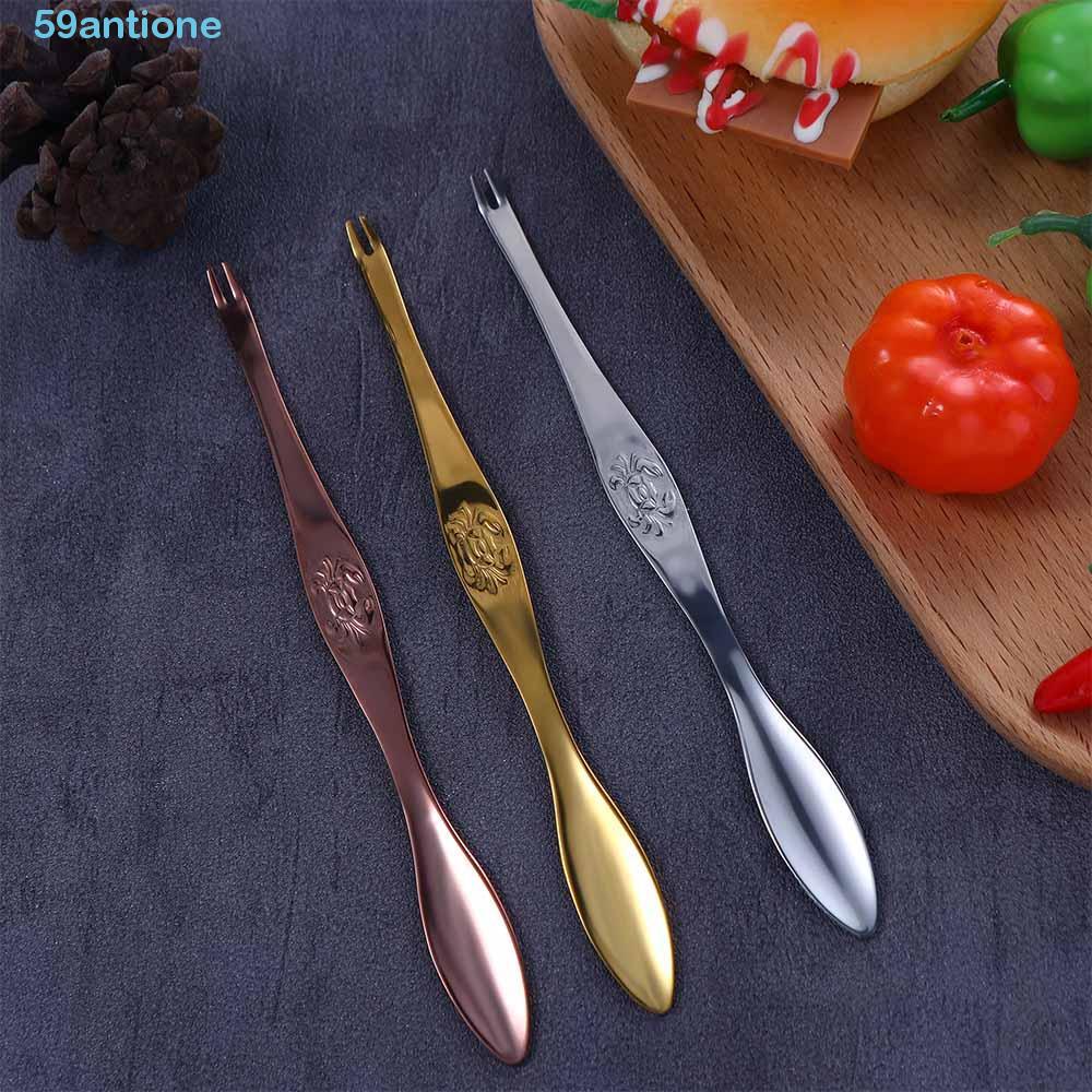 ANTIONE Seafood Utensils 1 pcs Elegant Double Headed Fruit Fork Multi-Use Thin Crab Picking Tools