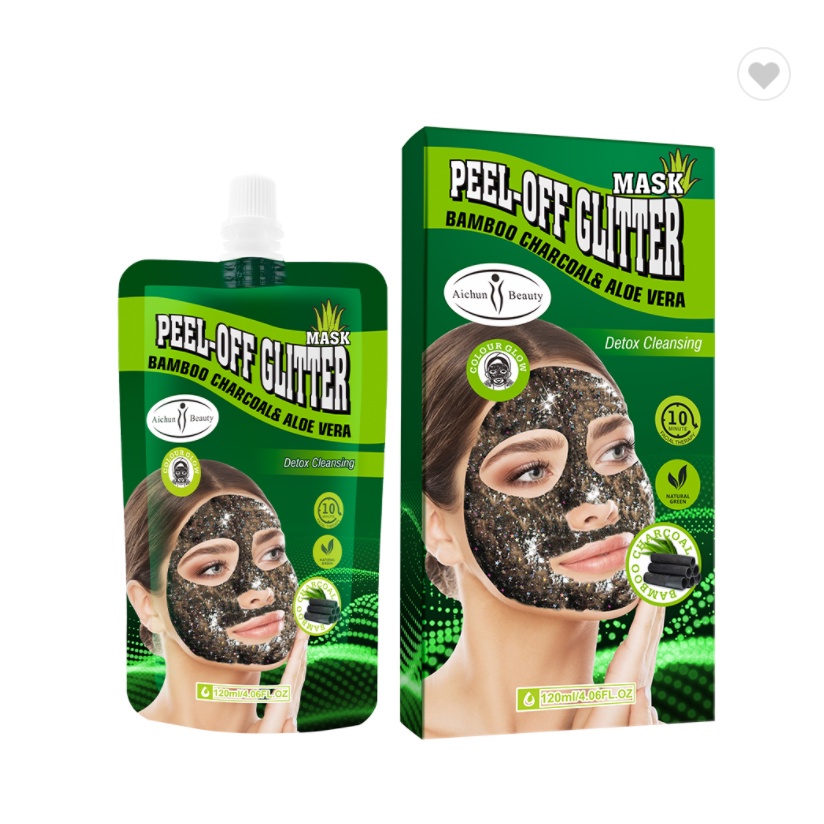 🌹🌹 Beauty Private Label Whitening Deep Moisturizing Bamboo Charcoal&aloe Vera Peel-off Glitter Facial Mask 120ml  ✔️✔️