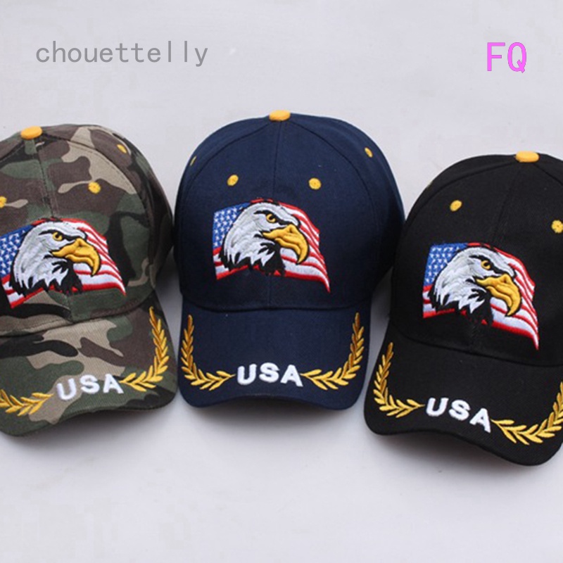 FQ Men's Baseball Cap Animal Caps Patriotic Embroidery American Eagle And Flag USA Dad Trucker Hat